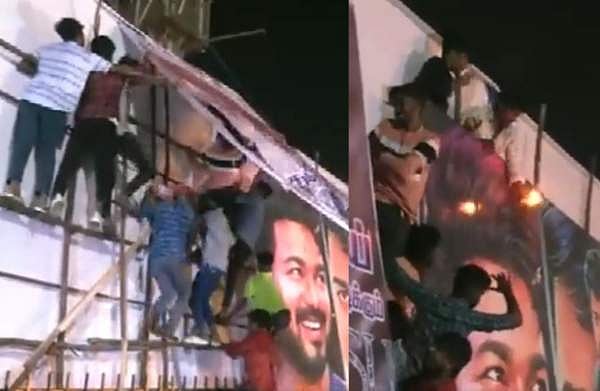 കലിതുള്ളി ആരാധകർ; തിയറ്ററിൽ അജിത്- വിജയ് ഫാൻസ് ഏറ്റുമുട്ടി; ലാത്തി വീശി പൊലീസ്; വിഡിയോ