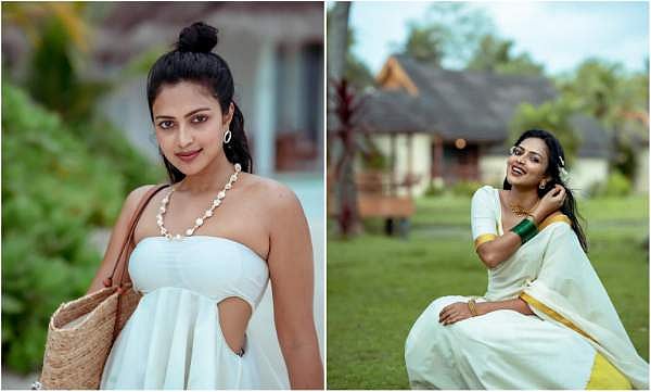 ക്ഷേത്രത്തിൽ കയറ്റിയില്ല, റോഡിൽ നിന്ന് ദർശനം നടത്തി; നിരാശ മറച്ചുവയ്ക്കാതെ അമല പോള്‍