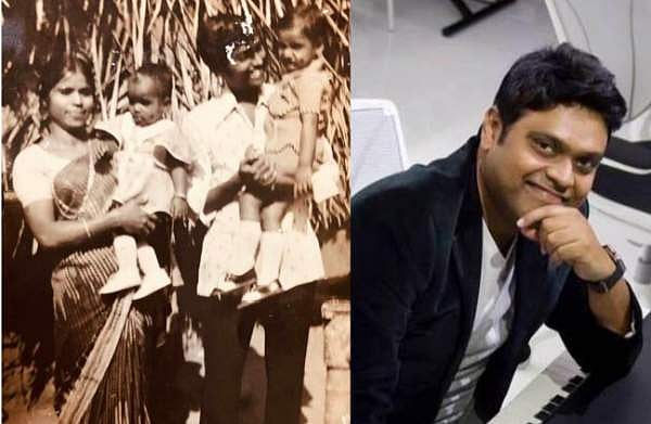 അച്ഛനും അമ്മയ്ക്കുമൊപ്പം ഞങ്ങളുടെ വീടിനു മുന്നിൽ; രണ്ടു വയസിലെ ചിത്രവുമായി ഹാരിസ് ജയരാജ്