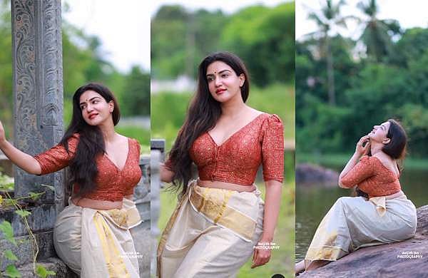 കസവ് മുണ്ടും ബ്ലൗസും, ​ഗ്ലാമറസായി ഹണി റോസ്, വിഡിയോ വൈറൽ