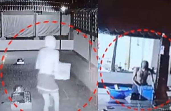 ഓട് പൊളിച്ച് കള്ളന്‍ ക്ഷേത്രത്തില്‍;  കാണിക്ക വഞ്ചി കുത്തിത്തുറന്നു മോഷണം, സിസിടിവി ദൃശ്യങ്ങള്‍ പുറത്ത്, പ്രതിക്കായി തിരച്ചില്‍ 