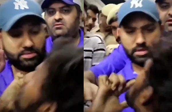 ചുംബനം ചോദിച്ച് ആരാധകൻ വളഞ്ഞു; ആദ്യം പകച്ചു, ബസിൽ കയറി രക്ഷപ്പെട്ട് രോഹിത്ത്; വിഡിയോ
