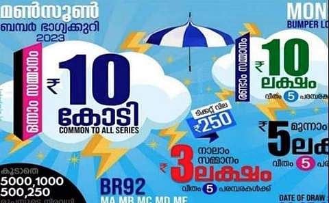 കഴിഞ്ഞ കൊല്ലത്തേക്കാൾ രണ്ടര ലക്ഷം ടിക്കറ്റുകൾ അധികം; മൺസൂൺ ബംപർ വിൽപ്പനയിൽ വൻ വർധന