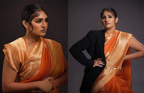 പട്ടുസാരിക്കൊപ്പം ബ്ലേസർ: ഫാഷൻ പരീക്ഷണവുമായി പാർവതി; ചിത്രങ്ങൾ